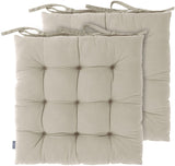 座布団 椅子 クッション 綿100% 2枚セット 40x40x6cm ベージュ 無地 おしゃれ 厚い ひも付き 座り心地いい#103285