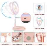 LEDリングライトリングライト 折リたたみ 一体式 外径11.4インチ/29cm 撮影用 三色モード 10段調光 補助光 USB給電 高輝度 自撮りライト 伸縮スタンド 化粧ライト iphone/スマホ/カメラ 写真/ビデオカメラ撮影用/美容化粧/YouTube生放送 (一体式, ピンク)#56235