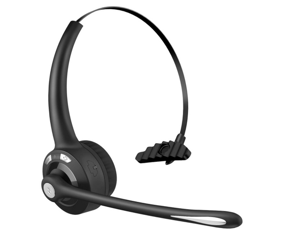 Bluetooth ヘッドセット 片耳 ハンズフリー 通話 音楽 ノイズキャンセリングマイク bluetooth ヘッドフォン Web Skype会議 在宅勤務 ビデオチャット コールセンター 運転手に適用 Android & iphone & PC対応#45201