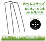 Uピン杭 黒丸付 防草シート【20CMX3CMX3MM 50本セット】固定用 人工芝 おさえピン#40704