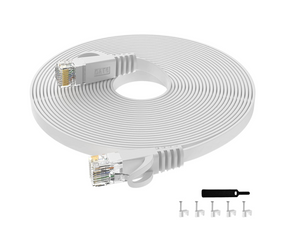 LANケーブル 8m CAT6 フラットランケーブル RJ45コネクタ ギガビット UTP 爪折れ防止 業務用 カテゴリ6 らんけーぶる ホワイト モデム ルータ等に対応イーサネットケーブル#91760