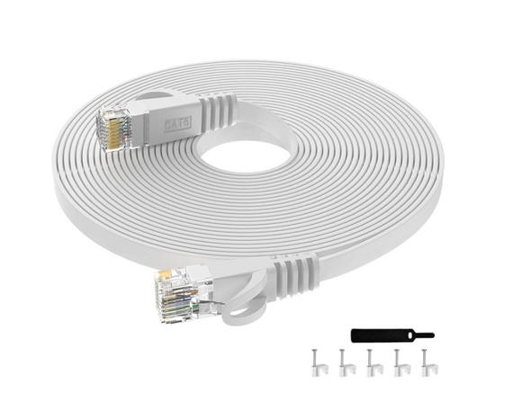 LANケーブル 8m CAT6 フラットランケーブル RJ45コネクタ ギガビット UTP 爪折れ防止 業務用 カテゴリ6 らんけーぶる ホワイト モデム ルータ等に対応イーサネットケーブル#91760
