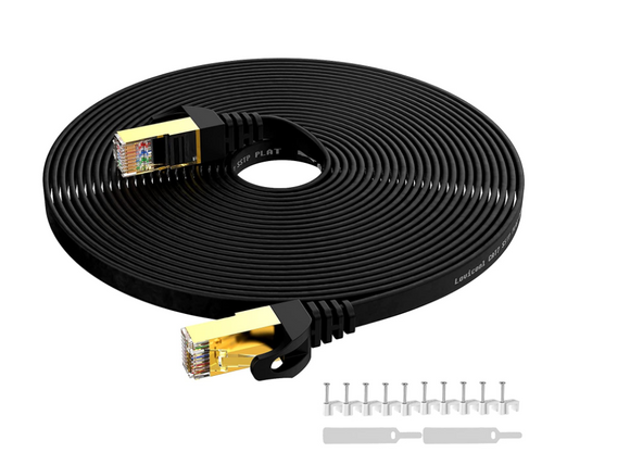 LANケーブル 10m カテゴリー7 フラットlanケーブル 10Gbps/600MHz CAT7準拠 イーサネットケーブル RJ45金メッキコネクタ STP 爪折れ防止 シールド モデム ルータ等に対応#91729