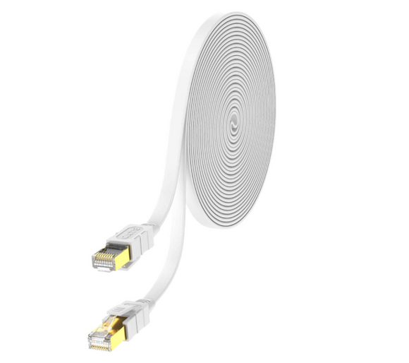 CAT8 LANケーブル 10m カテゴリー8 イーサネットケーブル 40Gbps 2000MHz RJ45コネクタ やわらか 爪折れ防止 超高速インターネットケーブル (ホワイト)#91777