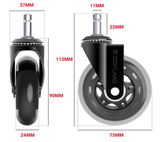 办公椅替换用椅 静音 插入式11毫米 360度旋转 安装简单 不易划伤地板 聚氨酯椅轮 5个装#70248