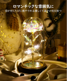 造花 ガラスドーム  枯れない花 メッキローズ 長持ち LEDライト付き 部屋飾り インテリア 引越しバラ/母の日/記念日/誕生日/バレンタイ/お祝い/お見舞い/お礼 プレゼント ボックス付き 幻白#82805