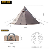 Rock Fortressホットテント 2-6人用ワンポールテント 1本ポール付き ベンチレーション機能 耐水圧3000mm 大型サイズテント ティピーテント ツーリング アウトドア キャンプ コンパクト 撥水 通気 キャンプ用#92438