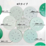 35枚 外径125mm 丸型 8穴あき サンドペーパー サンディングディスク サンダー用紙 #400 - #2000 (400/600/800/1000/1200/1500/2000 7粒度 各5枚) 金属表面の錆取り 研磨、木工用 研磨 紙やすり (7粒度 合計35枚 #400-#2000 緑)#93528