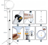 Led リングライト 自撮リングライト 三脚スタント & フォーンホルダー付き 調光可能美容リングライト 10インチ Vlog、Tiktok、自撮り、メイク、ライブストリーミング、動画・写真撮影に使える iPhone と Androidの両方に対応 #49636