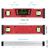10インチ デジタル水準器および分度器ネオジム磁石明るいLCDディスプレイIP54防塵/防水スマート水準器、キャリングバッグ付きInclinometer#92035