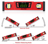 10インチ デジタル水準器および分度器ネオジム磁石明るいLCDディスプレイIP54防塵/防水スマート水準器、キャリングバッグ付きInclinometer#92035