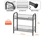 キッチンラック ワゴン 収納ラック 大容量 雑物かご 2段 取り付け簡単 (ブラック)#62427
