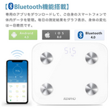 体組成計 体重計 Bluetooth スマホ連動 体脂肪計 高精度＆BIA技術 USB充電 体重/体脂肪率/皮下脂肪/内臓脂肪/筋肉量/骨量/体水分率/基礎代謝量/BMIなど測定可能 登録人数無制限 iPhone/Androidアプリで健康管理 スマートスケール (日本語対応APP＆取扱説明書) (ホワイト)#53173