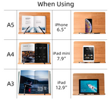 竹製書見台, 調整可能な折り畳み式筆記台 読書台 頑丈 軽量 料理本ホルダー#91148