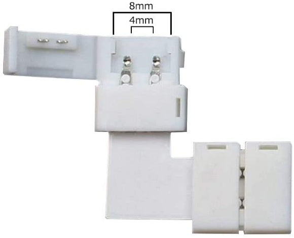 LEDテープ延長用ケーブル LEDストリップ接続変換器コネクタ（12個)LEDテープ装飾直角スナップコネクタ（4個）2ピンLEDテープライトLタイプコネクタ（4個）8mm3528 2835 SMD 単色用 半田付け不要#	87309