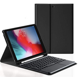 タッチパッド付き iPad 9 iPad 10.2 キーボード ケース 第7世代 第8世代 iPad 第9世代 キーボードカバー 分離式 Bluetooth キーボード 丸いキー カラフル ペンホルダー マウス機能 手帳型 ワイヤレス 薄型 ビジネス (iPad 7/iPad8/iPad9（10.2-inch）, 黒)#56223