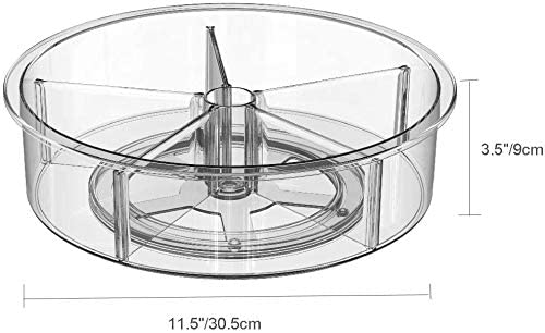 回転式調味料ラック 多機能回転収納ケース キッチンスパイスラック 食品収納トレー 冷蔵庫収納ボックス 化粧品＆小物収納 仕切り 省スペース 便利 直径30.5X高さ9cm#86441