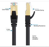 CAT8 LANケーブル カテゴリー8-40Gbps/2000MHz 超高速 金メッキ 多重シールド RJ45 コネクタモデム ルータ PS5 PS4 Xbox等に対応, 15m#90783