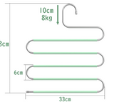ハンガー Ｓ字型スラックス 収納ラック ズボンハンガー 物干しスタンド 5層 省スペース 滑らない ステンレス 防錆 軽量 多機能 コート スカート スーツ 洋服 タオル ネクタイ 衣類 適用 ハンガー グリーン#67160