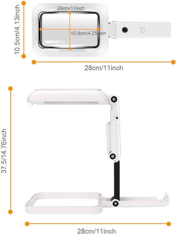 ルーペ拡大鏡 スタンドルーペ 3倍 18LEDライト付き 虫眼鏡 拡大鏡スタンド 拡大ルーペ 日本語説明書 電池付け 電源給電 レンズ径10.8cm 2way 3種色温度 折り畳み 角度調整可能 #85091