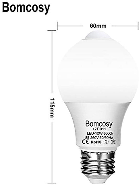 LED電球 人感センサー付き E26口金 昼光色相当（12Ｗ）6000K 電球100W形相当 1100lm 自動点灯/消灯 ledランプ 2個パック#52004