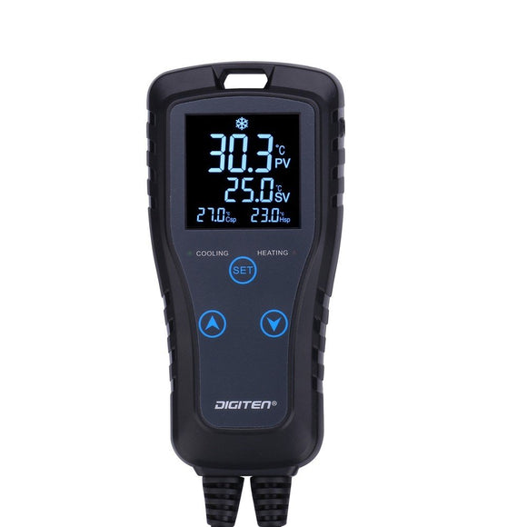 DTC102デジタルプログラマブルサーモスタットアウトレット2ステージプラグイン温度計発酵種子発芽爬虫類醸造温室用の配線済み加熱および冷却温度コントローラー#64851