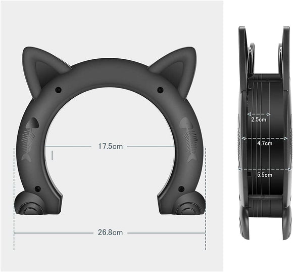 ペットドア ペット出入り口 キャットドア 小中型 犬 猫 扉 犬猫用ドア 犬猫出入り口 取り付け簡単 可愛い 室内用 耐久性 冷暖房対策 猫耳型 日本語取扱説明書付き（ブラック）#	87303