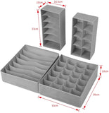 収納ボックス 折り畳み 4点セット 引き出し仕切り 不織布 下着・靴下・小物収納 グレー #49084