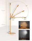 LEDデスクライト 防災 懐中電灯 電池式 アウトドア 停電対策 led卓上ライト 3階調色 無段階調光 仕事 読書灯 勉強机 学習机 金属製スタンドライト(木目调)#	87385