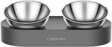 CYBERTAIL 猫用フードボウル 猫 皿 食器 スタンド付き ウォーターボウル 0度・15度調整可能 頭を下げらず 洗いやすい ステンレス製 ボウル2個セット#88326