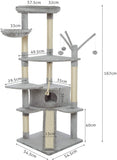 キャットタワー 猫タワー キャットランド 多頭飼い 爪とぎ 麻紐 ネコ おもちゃ 段差あり 据え置き 猫ハウス スリム 安定性 組立簡単 (グレー)#	57513