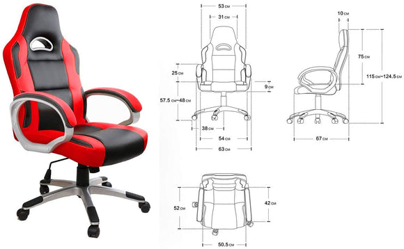 オフィスチェア テーブルと椅子 ゲームチェア ハイバック チェア チェア チェア 会社のベンチ コンピュータチェア 厚手の座面 ロッキングチェア アームレスト 無段階リフト 360度回転 ホームワーク 仕事 学習(赤)#62951