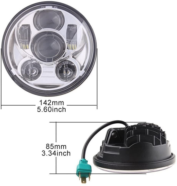 LEDヘッドライト ハーレー 5.75インチ hi/lo オートバイ DC12v-30v プロジェクター シルバー１個 一年保証#82266