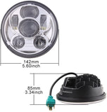 LEDヘッドライト ハーレー 5.75インチ hi/lo オートバイ DC12v-30v プロジェクター シルバー１個 一年保証#82266