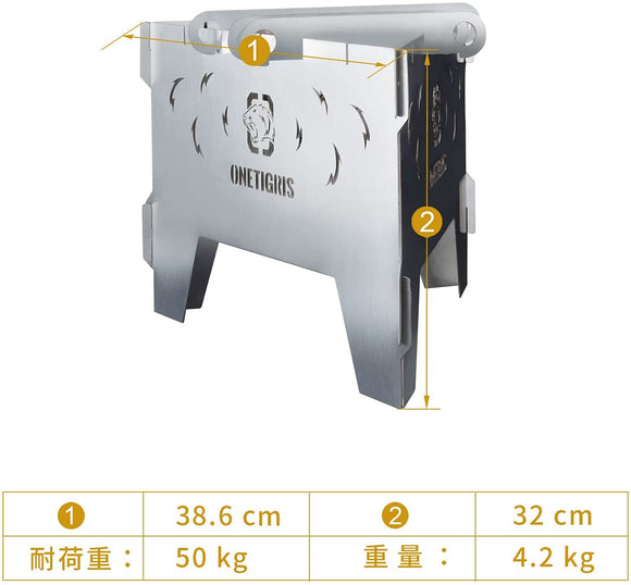 バーベキューコンロ 三角形 焚き火台 収納ケース付き　折りたたみ式 ステンレス製 組立簡単 アウトドア キャンプ 五徳 耐荷重50kg#86001