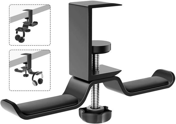 ヘッドホンハンガー アルミ製 クランプ式 ヘッドホン スタンド ホルダー 多機能 ダブル  ハンガー 360度回転#47655