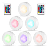 LEDクローゼットライト RGB 16色4モード キャビネットライト 電池式 可調光 フィギュア ライト リモコン付き 小型ワイヤレス キッチン 食器棚 階段 廊下 室内照明 常夜灯 非常灯 6個セット#83254