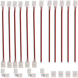 LEDテープ延長用ケーブル LEDストリップ接続変換器コネクタ（12個)LEDテープ装飾直角スナップコネクタ（4個）2ピンLEDテープライトLタイプコネクタ（4個）8mm3528 2835 SMD 単色用 半田付け不要#	87309