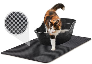 猫トイレマット 砂取マット 猫マット 砂とりマット 猫トイレ用品 猫砂 猫の砂取りマット 砂 飛び散り 防止 猫砂取りマット 猫用マット ネコトイレマット マット 消臭シート 防カビ防臭防水 二重構造 超大サイズ ペット用品 75 cm x 55 cm (ブラック)#86420