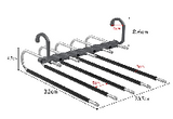 ハンガー ズボン ハンガー パンツ ハンガー 2本セット スラックス ハンガー すべらない 5段 折りたたみ 物干しスタンド 省スペース 縦横両用 滑らない 皺防止 ステンレス 軽量 多機能 360°回転 マルチハンガー ブラック#87229
