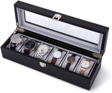 腕時計収納ボックス 腕時計収納 コレクションボックス 時計ケース 透明窓 携帯電話 6 本用 プレミアム#63226
