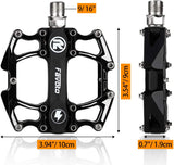 自転車 ペダル クロスバイクペダル mtb ペダル 左右セット アルミ合金 9/16" 軽量 滑り止めピン付き 黒#78487