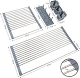 水切りラック 折りたたみ 多機能 伸縮タイプ 水切りバスケット シンクに合わせて調節可能 耐熱 抗菌 速乾 省スペース 水切りグラススタンド ペットボトルスタンド 箸立て付 折り畳みドレンラック 錆びない くるくる丸めて収納 スッキリ 水切りかご 省スペース 大容量 シリコン素材#86297