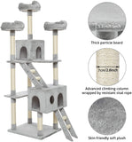 キャットタワー 猫タワー 多頭飼い 据え置き 186cm大型猫タワー 麻紐 高台３つ、隠れ家4つ付き 爪とぎ おしゃれ#57509