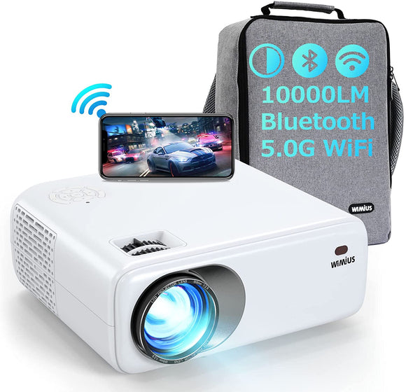 WiMiUS W6 プロジェクター 10000lm 5GWiFi Bluetooth5.0 ネガティブ解像度1920×1080P 4K対応 60FPS 4P&4D台形補正 低遅延 ズーム機能 ホームシアー ホームプロジェクター 天井吊り可 WiFi/Bluetooth/USB/HDMI/AV/3.5mmオーディオ端子対応 SWITCH/パソコン/IOS/Android/DVDなど接続可能 日本語取扱書 専用収納バッグ/清掃キット付き#83795