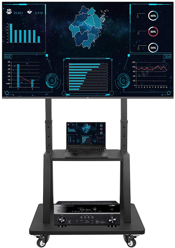 テレビスタンド 32～100インチ対応 大型 テレビ台 TV台 スタンド モニタースタンド 耐荷重80kg キャスター付き 移動式 壁寄せテレビスタンド 高さ調整 角度調節 ディスプレイスタンド コード収納 棚板付き 液晶TVスタンド 家用 展示用#	87836