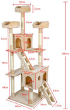 キャットタワー 猫タワー 多頭飼い 据え置き 186cm大型猫タワー 麻紐 高台３つ、隠れ家4つ付き 爪とぎ おしゃれ#57508