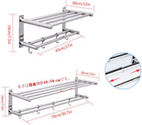 伸縮可能な新型 304ステンレス製タオルハンガータオル掛け 強力3M 粘着 バスルーム用 壁掛け式 穴なし取り付け 穴あけ取り付け 洗面所 キッチン省スペース 43-78cm (勾付きタオル掛け)#86971