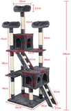 キャットタワー 猫タワー 多頭飼い 据え置き 186cm大型猫タワー 麻紐 高台３つ、隠れ家4つ付き 爪とぎ おしゃれ #57507