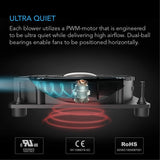 AC Infinity MULTIFAN S2 静音 120mm USB Blower Fan 冷却ファン UL認定済み スピード調整可 受信機 DVR Xbox モデムAV機器 キャビネット 冷却用#	83573
